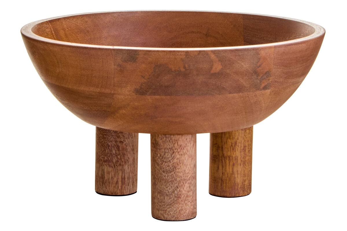 Kara Mango Wood Serving Bowl with Footed Base