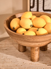 Kara Mango Wood Serving Bowl with Footed Base
