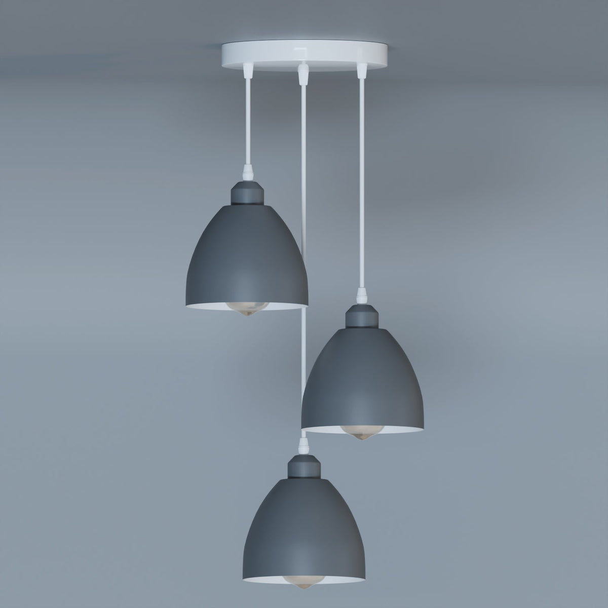 Industrial 3-Head Pendant Light with Adjustable Cables – E27
