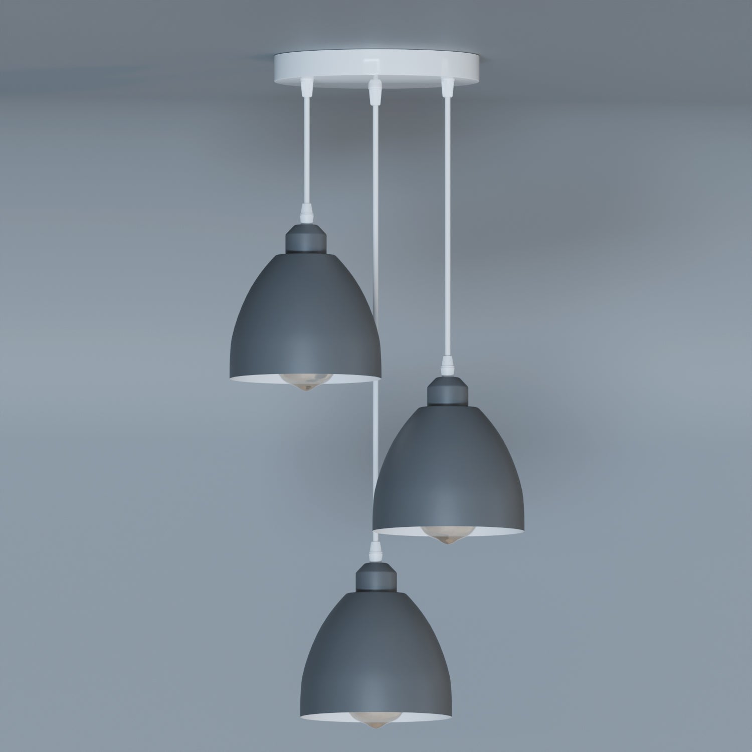 Industrial 3-Head Pendant Light with Adjustable Cables – E27 Compatible ~5903