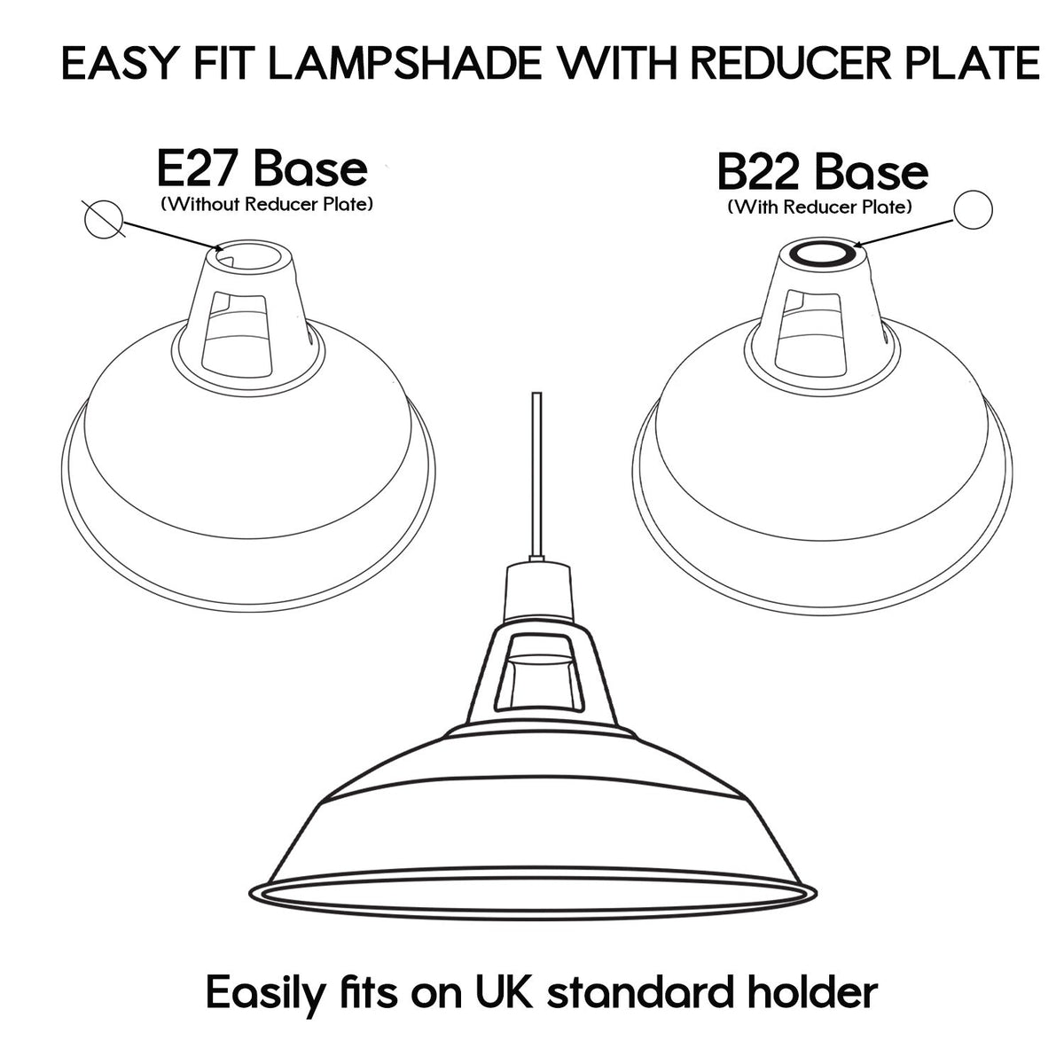 Metal Vintage Industrial Loft Style Ceiling Lampshade – E27