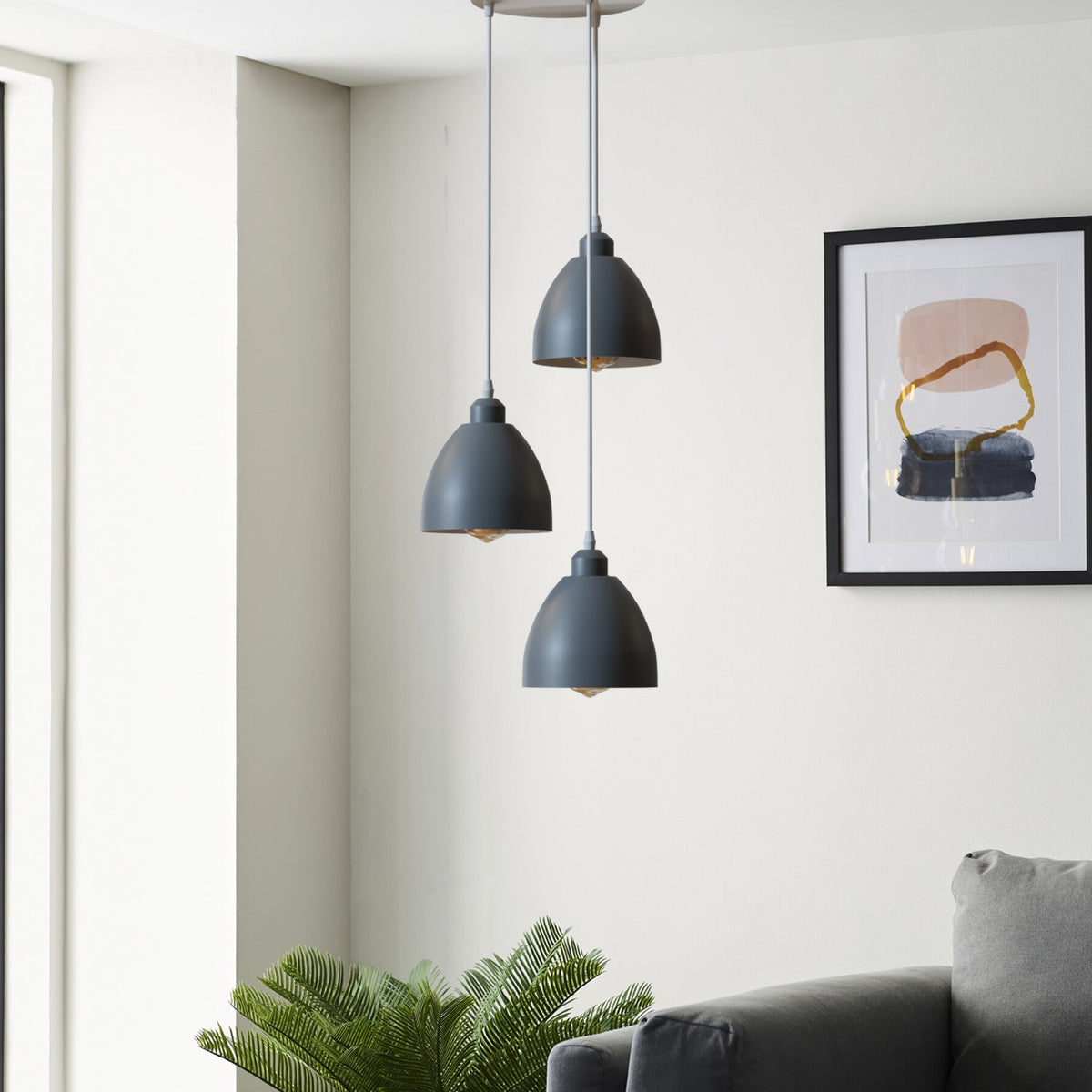 Industrial 3-Head Pendant Light with Adjustable Cables – E27