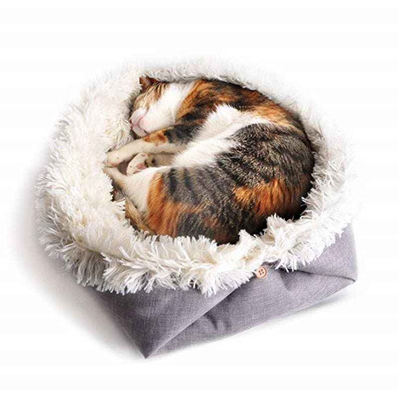 2-in-1 Convertible Pet Mattress Nest – Plush Cat & Dog Bed