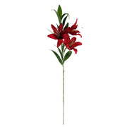 Pack of 6 x 100cm Large Red Lily Stem - 18 Flowers - Premium Quality
