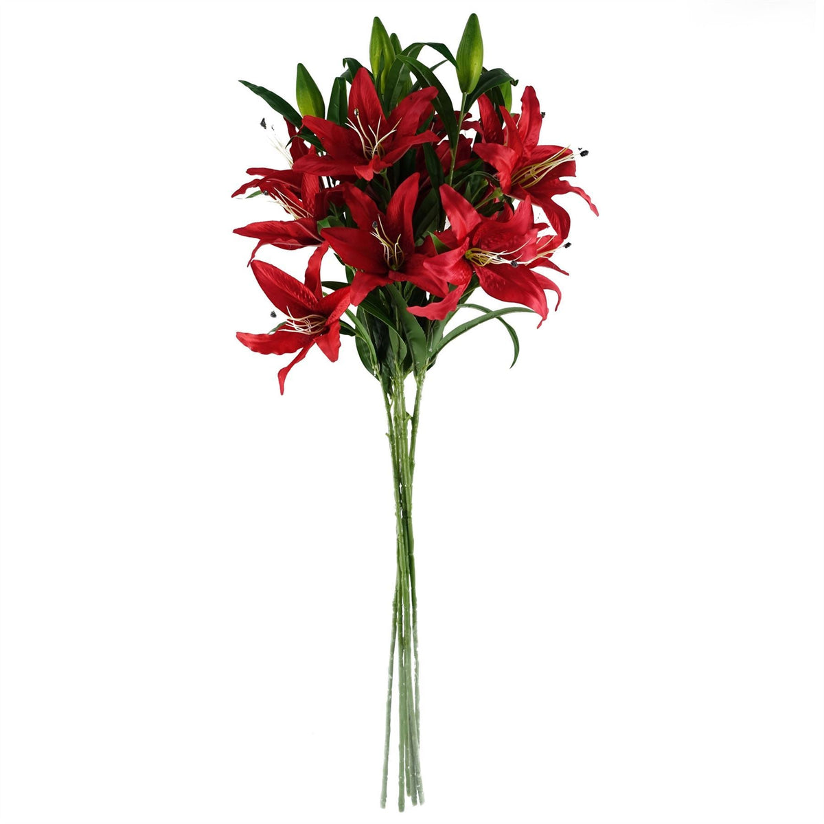 Pack of 6 x 100cm Large Red Lily Stem - 18 Flowers - Premium Quality