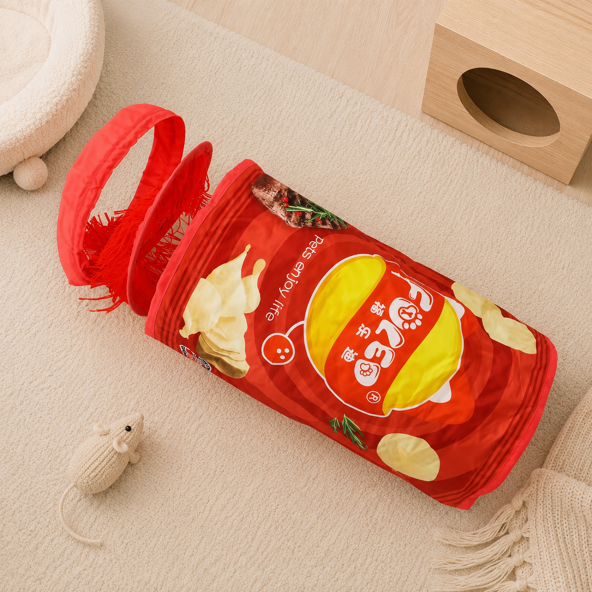 Interactive Foldable Cat Tunnel Toy – Crinkle Indoor Hide & Seek Portable Cat Play Tunnel