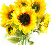 Pack of 6 x 88cm Yellow Artificial Sunflower - 18 heads - Premium Quality