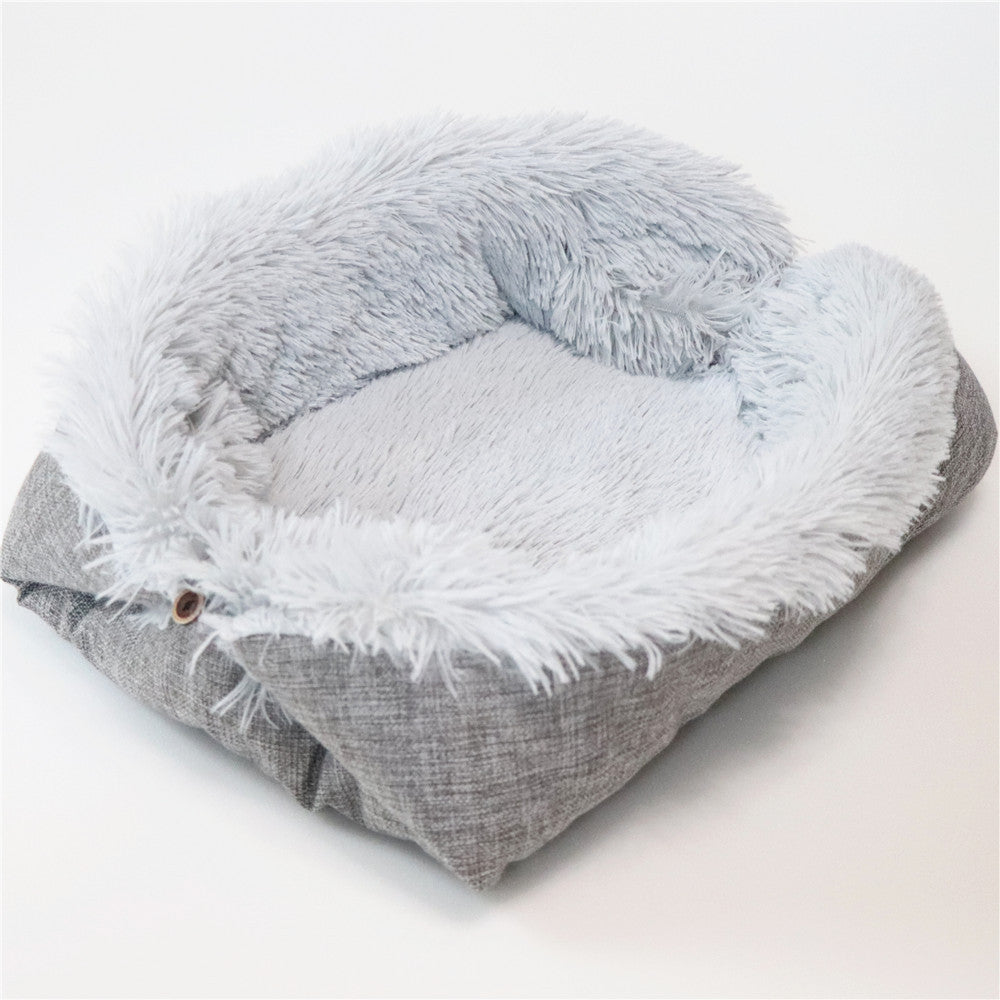 2-in-1 Convertible Pet Mattress Nest – Plush Cat & Dog Bed