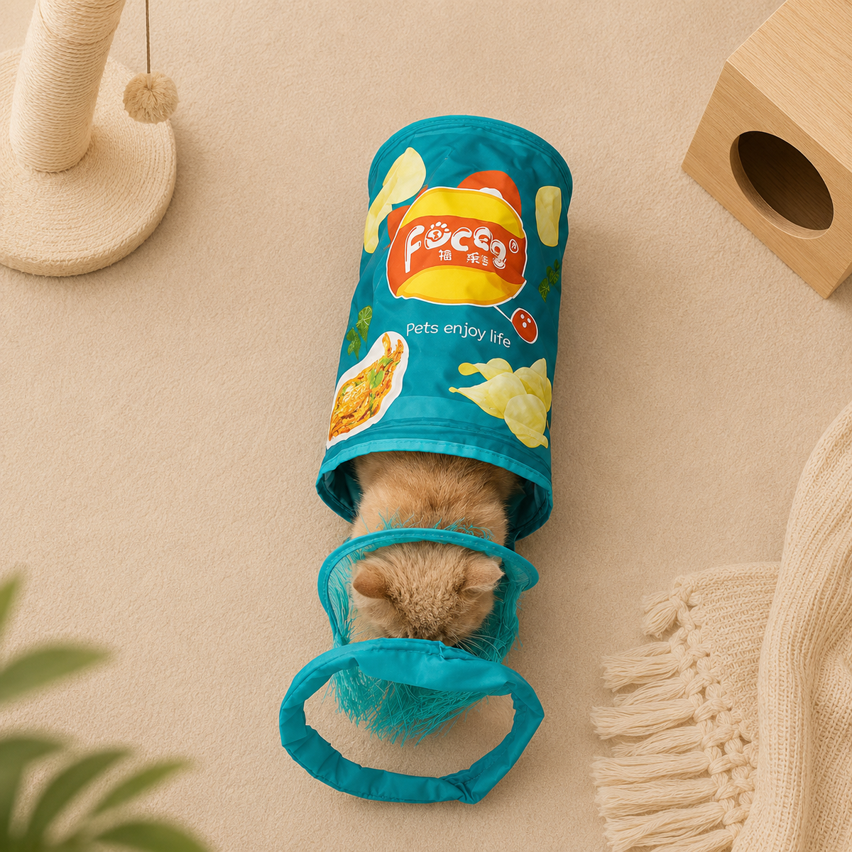 Interactive Foldable Cat Tunnel Toy – Crinkle Indoor Hide & Seek Portable Cat Play Tunnel