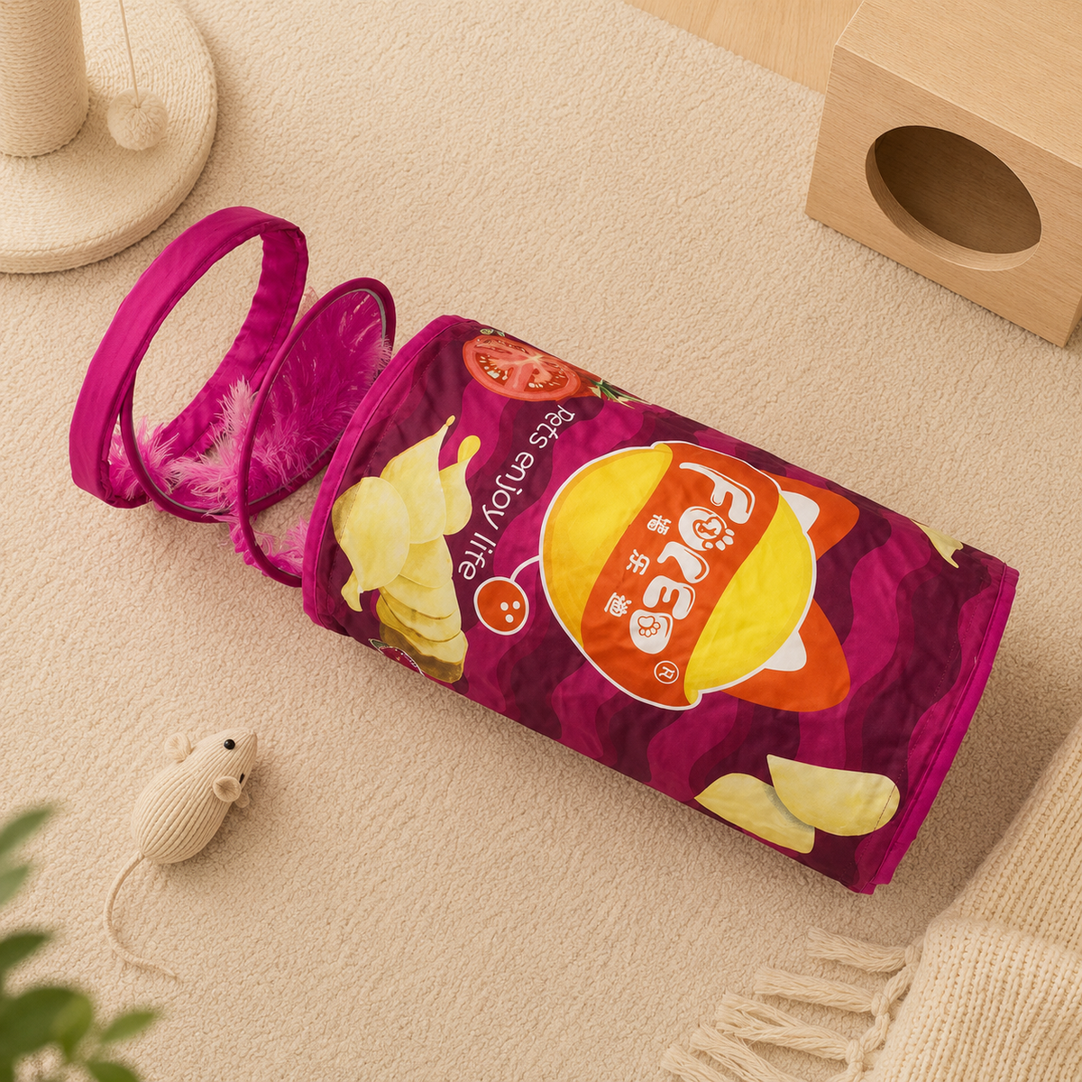Interactive Foldable Cat Tunnel Toy – Crinkle Indoor Hide & Seek Portable Cat Play Tunnel