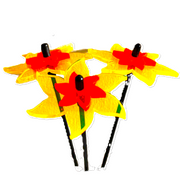 SunCatcher Fluorescent Daffodil Garden Stakes – Set of 3 Outdoor Garden Ornaments