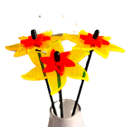 SunCatcher Fluorescent Daffodil Garden Stakes – Set of 3 Outdoor Garden Ornaments