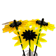SunCatcher Fluorescent Sunflower Garden Stakes – Set of 3 Outdoor Garden Ornaments