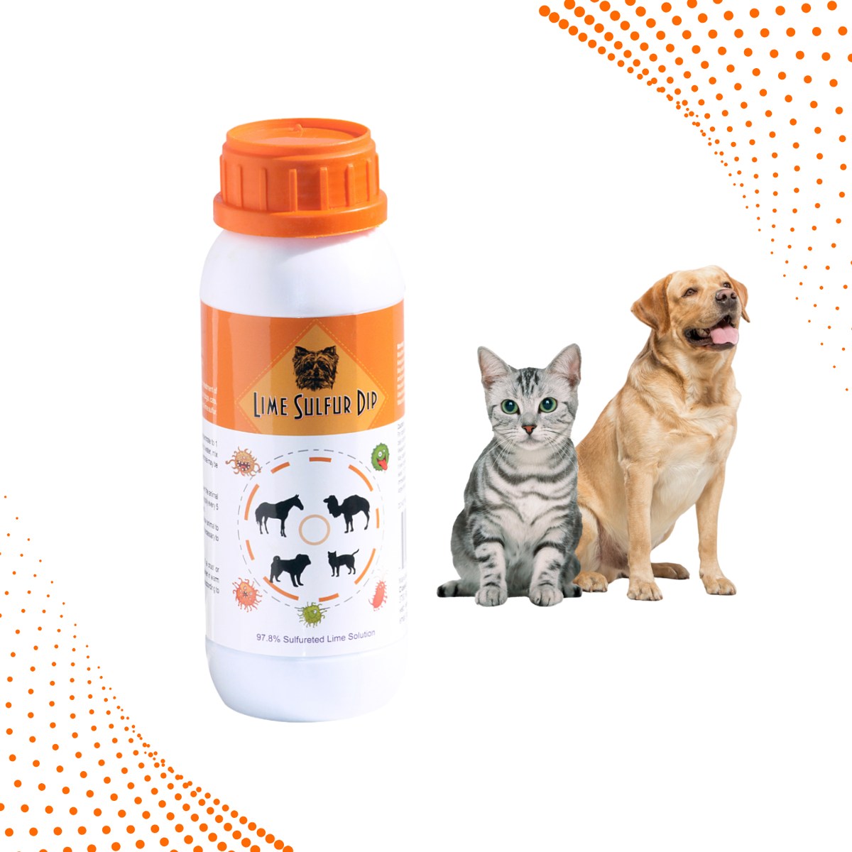 Lime Sulfur Dip – Concentrated Sulfur Solution for Itchy Skin, Mange, Ringworm & Dermatitis – Safe for Dogs, Cats, Horses, and Livestock
