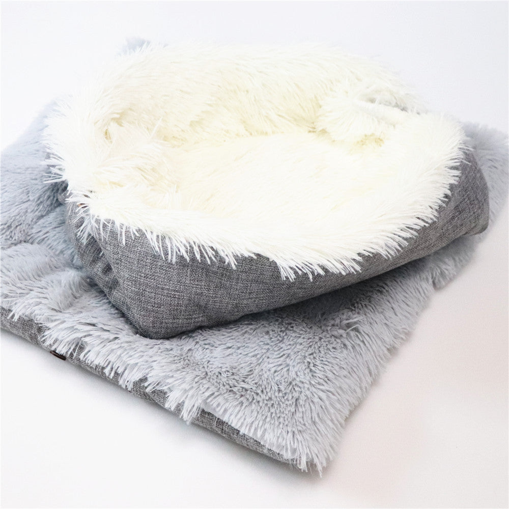 2-in-1 Convertible Pet Mattress Nest – Plush Cat & Dog Bed