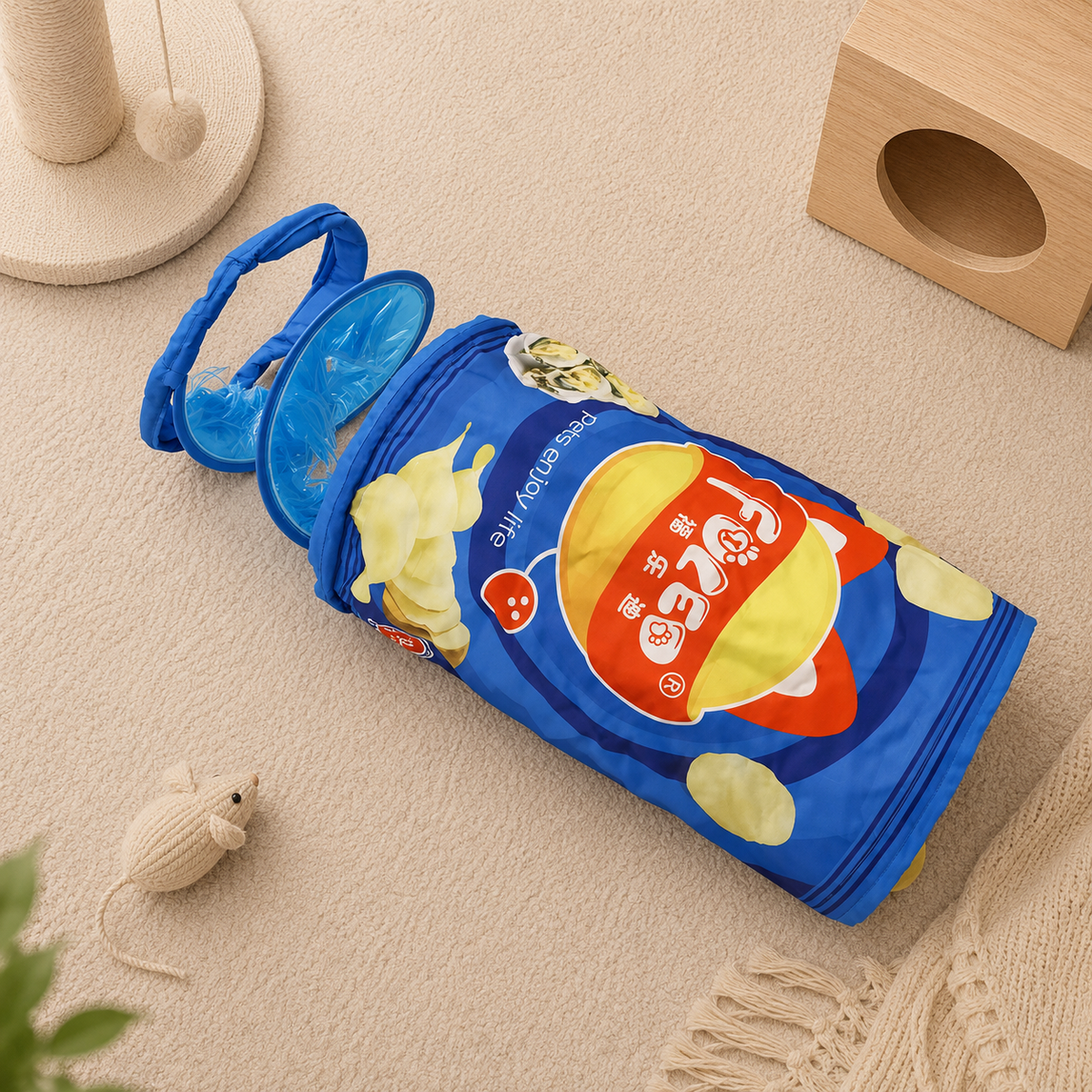 Interactive Foldable Cat Tunnel Toy – Crinkle Indoor Hide & Seek Portable Cat Play Tunnel