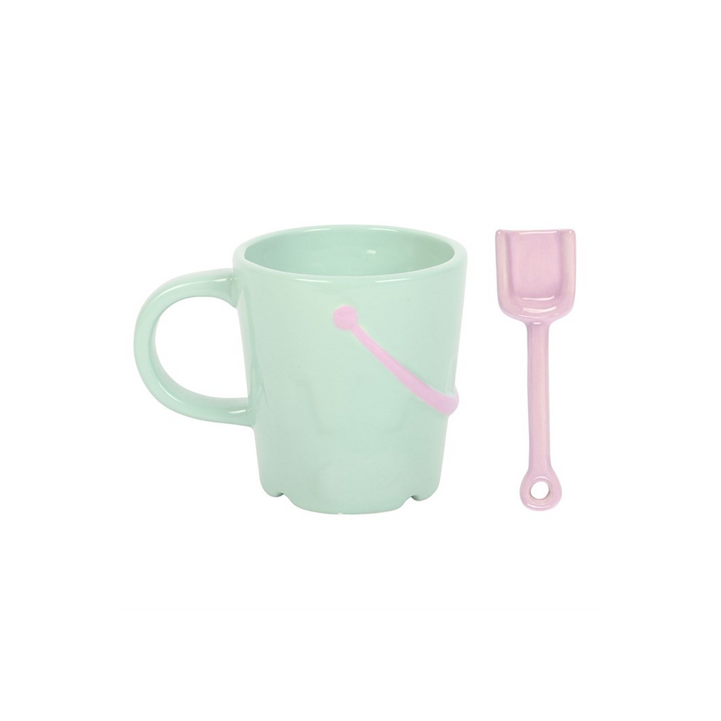 Pastel Bucket Mug with Spade Spoon
