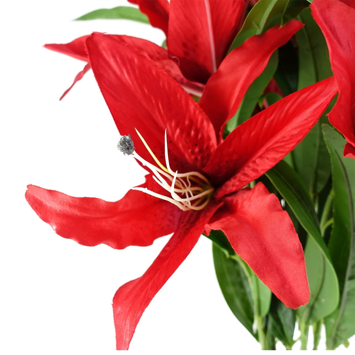 Pack of 6 x 100cm Large Red Lily Stem - 18 Flowers - Premium Quality