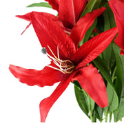 Pack of 6 x 100cm Large Red Lily Stem - 18 Flowers - Premium Quality