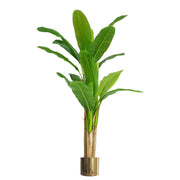 180cm Artificial Banana Tree Tropical Plant Gold Metal Planter - Premium Quality