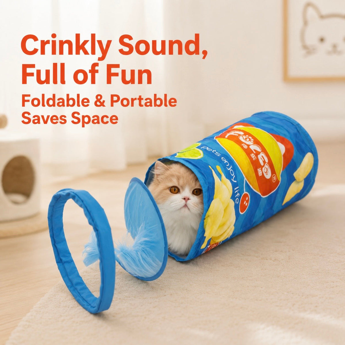 Interactive Foldable Cat Tunnel Toy – Crinkle Indoor Hide & Seek Portable Cat Play Tunnel