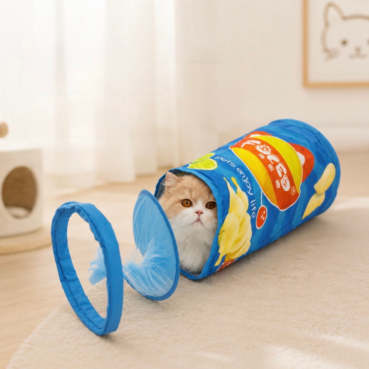 Interactive Foldable Cat Tunnel Toy – Crinkle Indoor Hide & Seek Portable Cat Play Tunnel