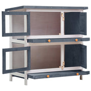Outdoor Rabbit Hutch with 4 Doors – Grey Wood