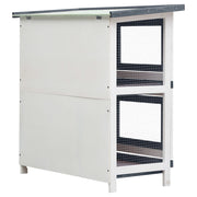 Outdoor Rabbit Hutch with 4 Doors – Grey Wood