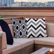 Water Resistant Outdoor Cushion Cover | 45x45cm Black Garden Décor - Set of 6 & 4