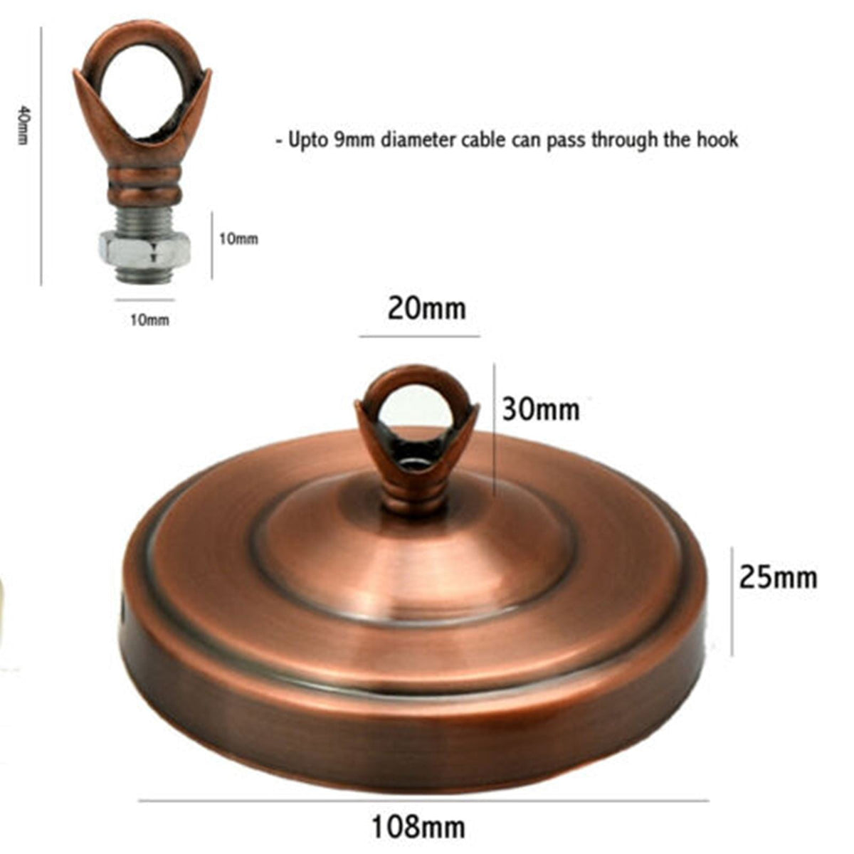 108mm Copper Ceiling Rose Hook Plate – Chandelier Light Fitting
