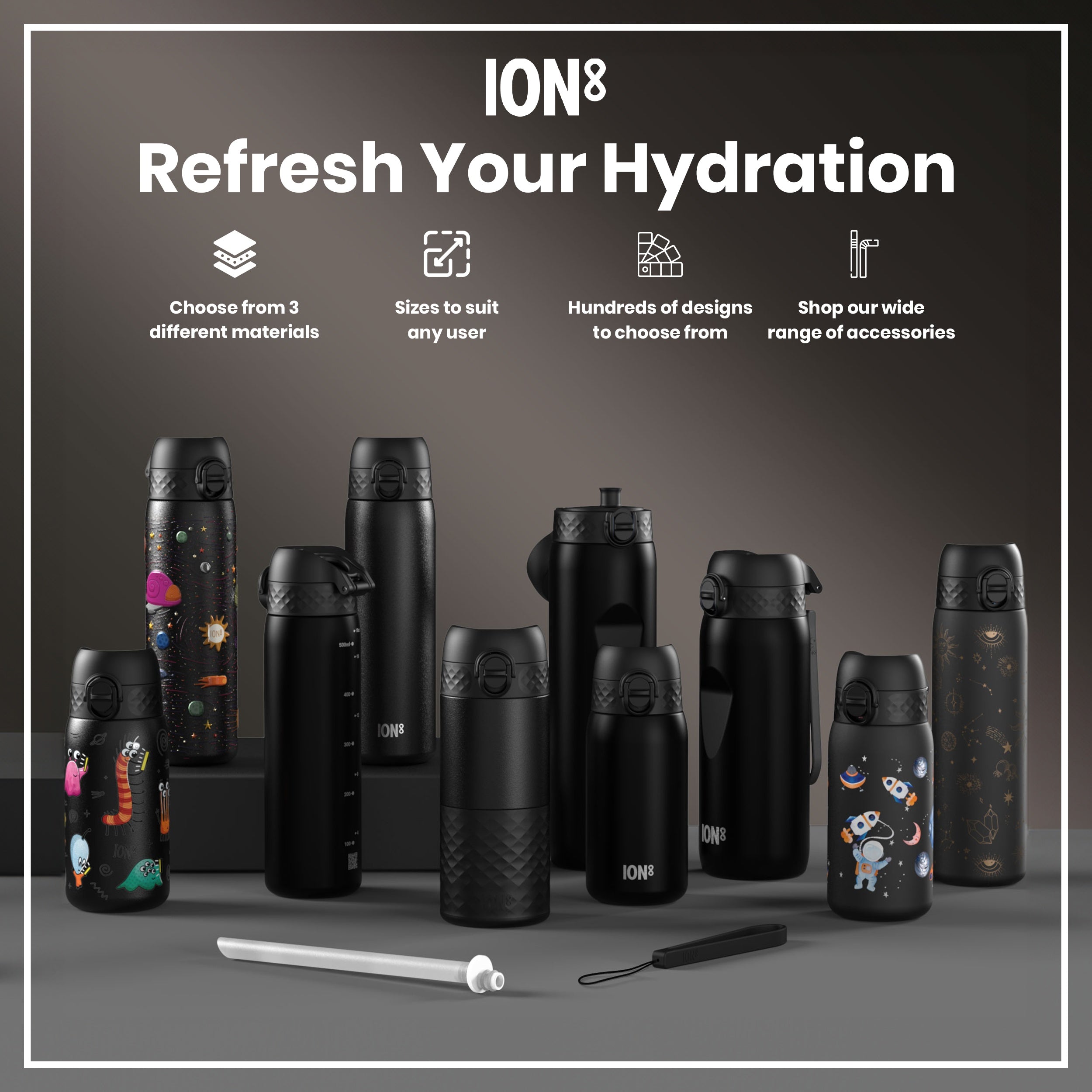 Leak Proof 1 Litre Thermal Water Bottle, Insulated, Black, 1L