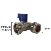 Brass Compression Tee Valve 15mm - 3/4 BSP Male Garden Hose Pipe Water Connector