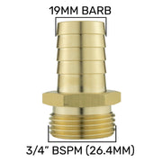 Brass Barb with BSPF Thread-Quick Connect Male Valve Water Connector Tap Adapter