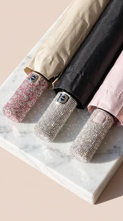 Crystal Handle UV Parasol & Rain Handbag Pop Up Travel Umbrella