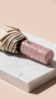 Crystal Handle UV Parasol & Rain Handbag Pop Up Travel Umbrella