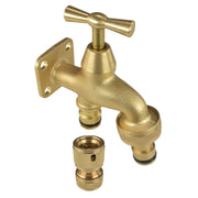Brass Bib Tap with Quick Connect Inlet and Outlet and Hose Connector Tap Adapter
