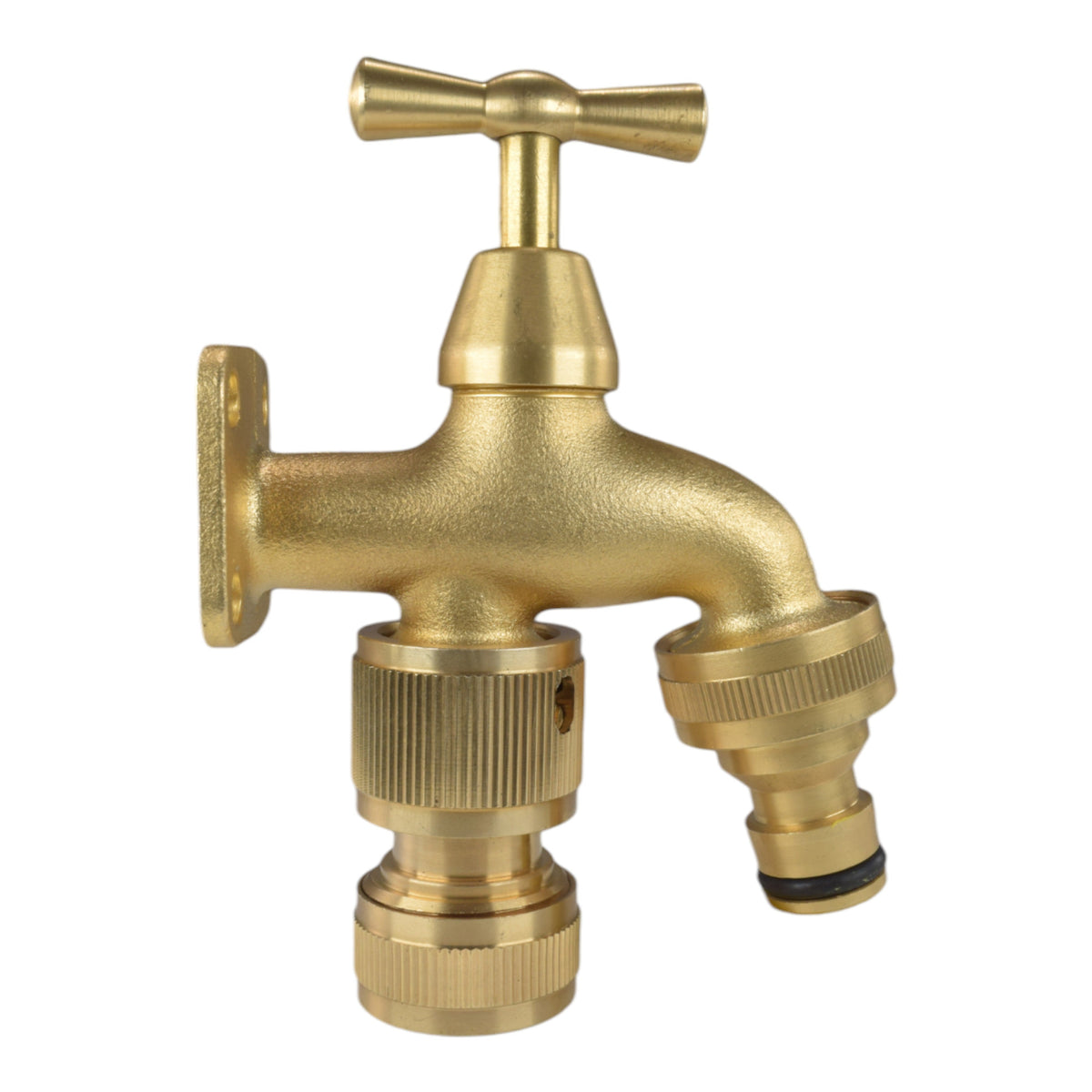 Brass Bib Tap with Quick Connect Inlet and Outlet and Hose Connector Tap Adapter