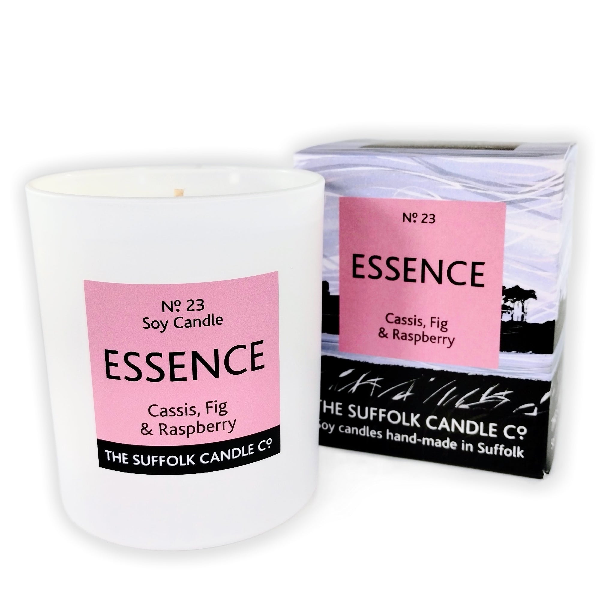 ESSENCE - Cassis, Fig and Raspberry - handmade soy candle - 200g - white glass