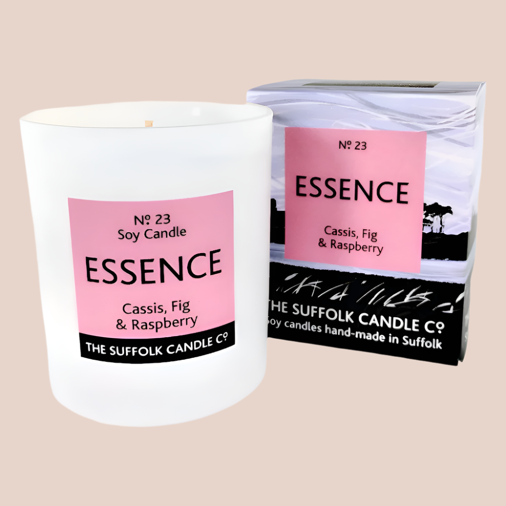 ESSENCE - Cassis, Fig and Raspberry - handmade soy candle - 200g - white glass