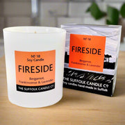 FIRESIDE - Bergamot, Frankincense and Lavender - handmade soy candle - 200g - white glass