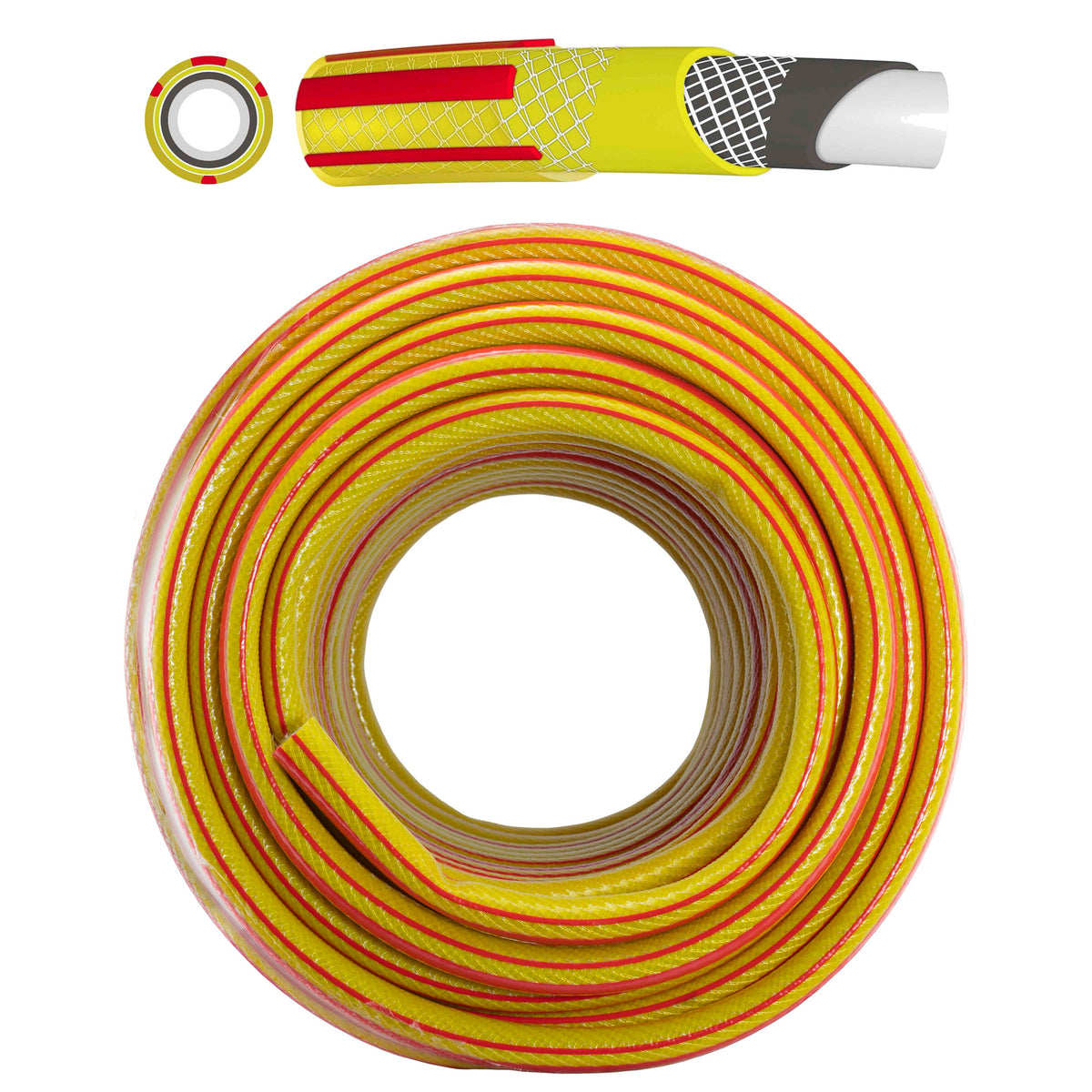 Premium Gold Garden Hose 6-Layer 3/4in Pipe Outdoor Watering Kit Garden Watering