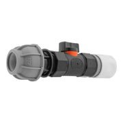 Hose Connector WL with In-Line BSPF Valve and 20mm MDPE Straight Water Connector