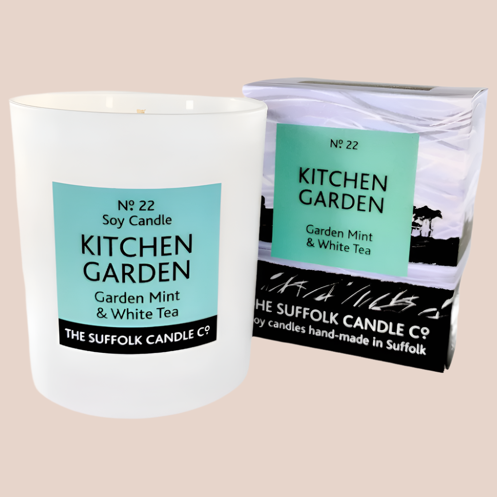 KITCHEN GARDEN - Garden Mint and White Tea - handmade soy candle - 200g - white glass