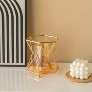 Luxury Wrought Iron Glass Vase Gold - Geometric Flower Hydroponic Home Decor Modern