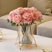 Luxury Wrought Iron Glass Vase Gold - Geometric Flower Hydroponic Home Decor Modern