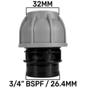 Tap Splitter with Valves and 32mm MDPE Straight Inlet Outlet Kit Water Connector