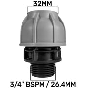 Tap Splitter with Valves and 32mm MDPE Straight Inlet Outlet Kit Water Connector