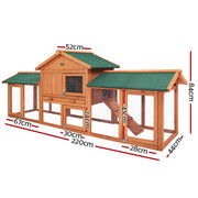 Large Rabbit Hutch with Metal Run – Wooden Chicken Coop & Guinea Pig Cage