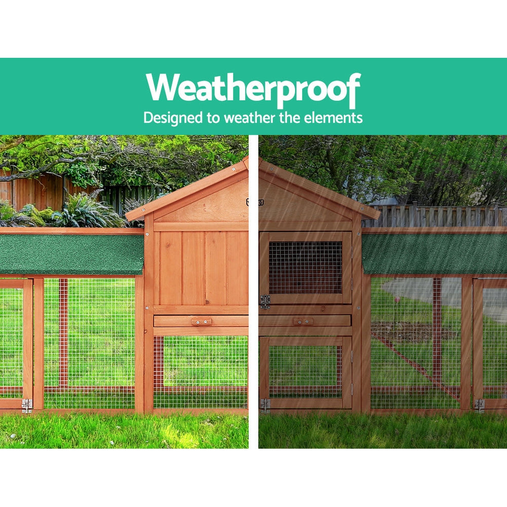 Large Rabbit Hutch with Metal Run – Wooden Chicken Coop & Guinea Pig Cage