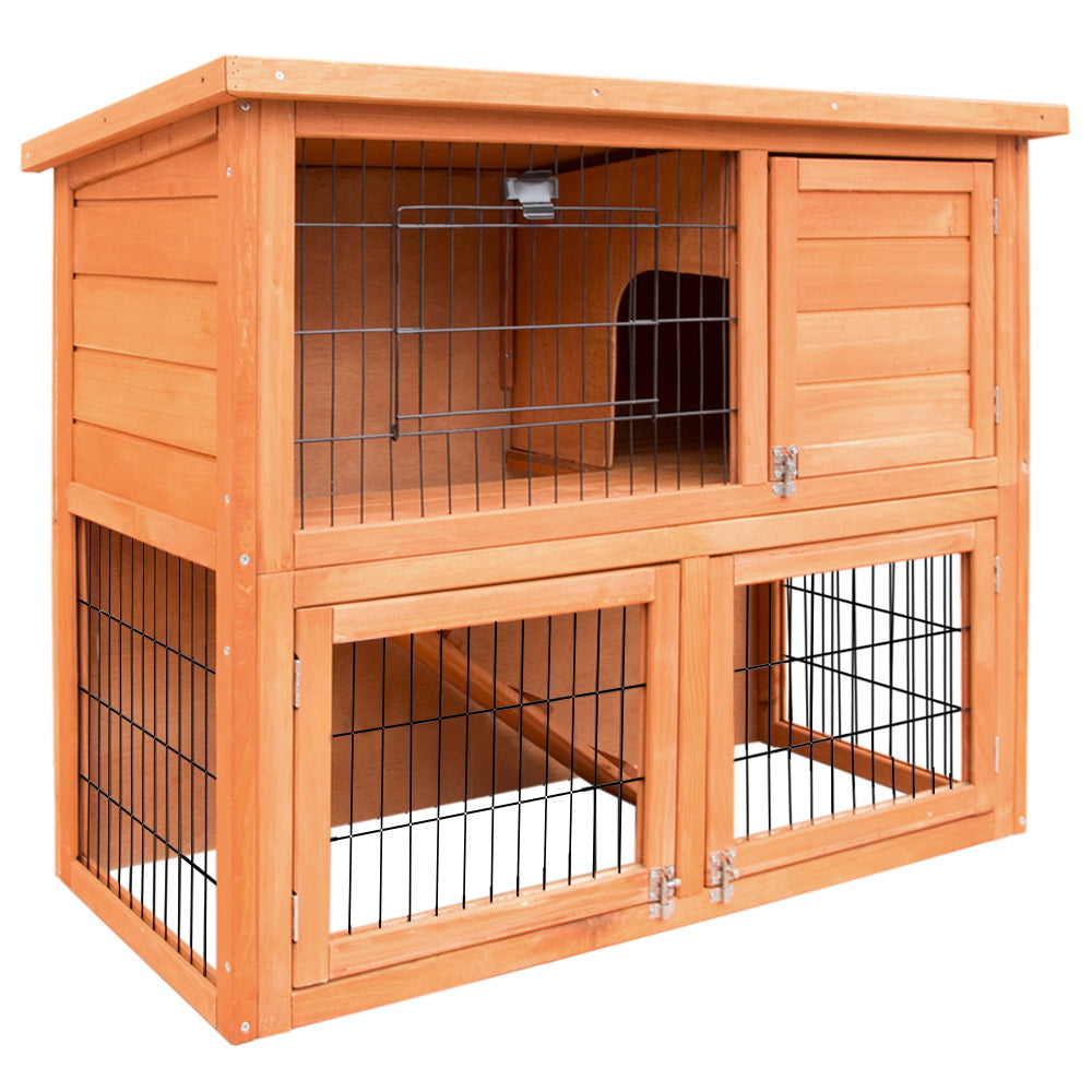 Large Rabbit Hutch with Metal Run – Chicken Coop & Guinea Pig Cage